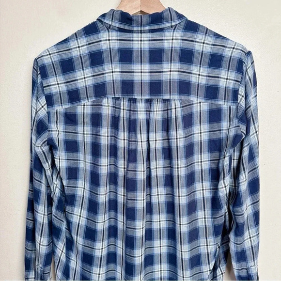 Madewell Womens Size Xsmall Central  Lansford Plaid Blue Long Sleeve - Picture 11 of 13